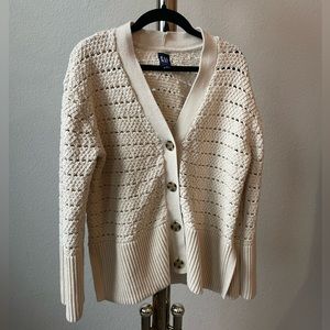 Gap Small Chunky Knit Cream V Neck Cardigan